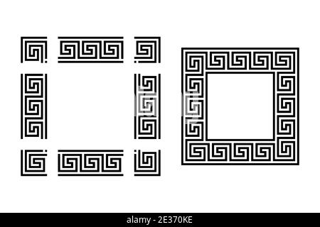 Modèle pour méandre sans couture, avec cadre carré déjà assemblé. Séparez les pièces pour construire un cadre rectangulaire avec un motif plus méchant. Banque D'Images