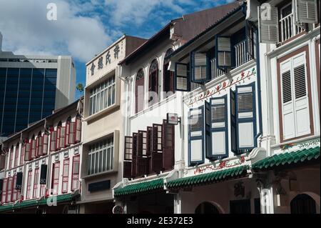 05.01.2021, Singapour, République de Singapour, Asie - magasins traditionnels le long de Amoy Street dans le quartier historique de Chinatown. Banque D'Images