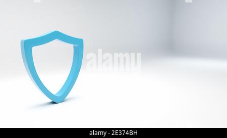 Protection 3D bleue sur fond blanc concept, illustration 3d Banque D'Images