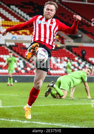 Aiden O'Brien de Sunderland - Sunderland v Port Vale, Trophée EFL, Stadium of Light, Sunderland, Royaume-Uni - 12 janvier 2021 usage éditorial exclusif - restrictions DataCo applicables Banque D'Images