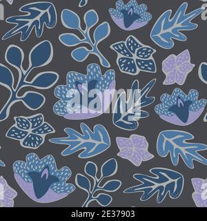 Motif vectoriel sans couture de fleurs abstraites en fleurs. Motif botanique avec fleurs sur les branches. Illustration de Vecteur