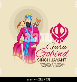 Illustration vectorielle d'un contexte pour le festival Happy Guru Gobind Singh Jayanti pour la célébration Sikh. Banque D'Images