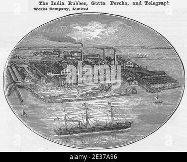 India Rubber, gutta percha et Telegraph Works Company, Silvertown, East London, Royaume-Uni. Gravure. Banque D'Images