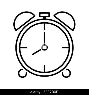 Icône de réveil. Pictogramme de l'horloge. Symbole plat pour la bande. Trait. Isolé sur fond blanc. Vecteur eps10 Banque D'Images