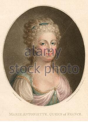 Portrait de Marie-Antoinette, 1755 – 16 octobre 1793, était la dernière reine de France avant la révolution française, illustration ancienne de 1800 Banque D'Images