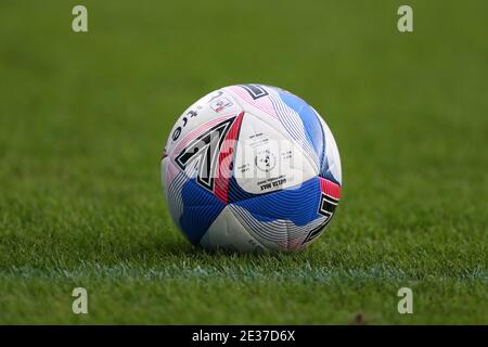 Cardiff, Royaume-Uni. 16 janvier 2021. Une balle de match. Match de championnat EFL Skybet, Cardiff City et Norwich City au Cardiff City Stadium de Cardiff, pays de Galles, le samedi 16 janvier 2021. Cette image ne peut être utilisée qu'à des fins éditoriales. Utilisation éditoriale uniquement, licence requise pour une utilisation commerciale. Aucune utilisation dans les Paris, les jeux ou les publications d'un seul club/ligue/joueur. photo par Andrew Orchard/Andrew Orchard sports Photography/Alamy Live News crédit: Andrew Orchard sports Photography/Alamy Live News Banque D'Images