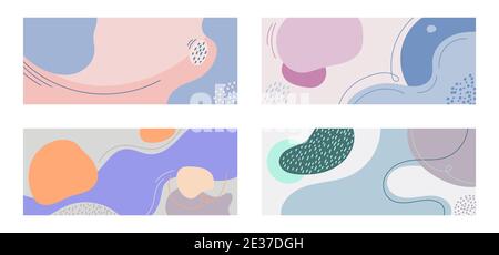 Ensemble de bannière web modèle de forme organique avec des arrière-plans créatifs ligne dans un style tendance minimal. Illustration vectorielle Illustration de Vecteur