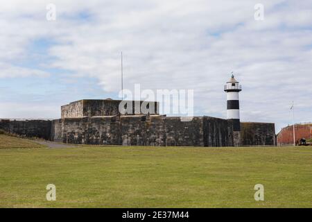 Château de Southsea à Portsmouth Hampshire. Site historique construit sur l'ordre du roi Henri VIII en 1544. Construit pour combattre la menace des Français. Banque D'Images
