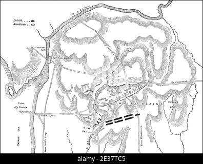 Plan de la campagne de la bataille des plaines blanches, de New York et du New Jersey le 28 octobre 1776, la guerre révolutionnaire américaine Banque D'Images