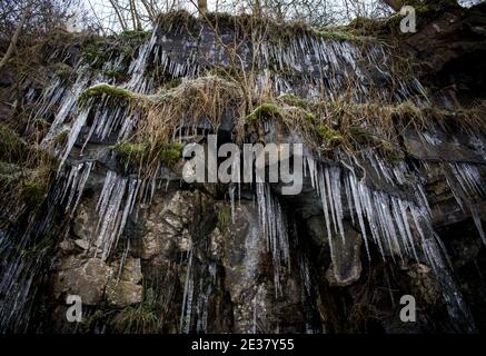 Middleton à Teesdale, comté de Durham, Royaume-Uni. Jeudi 7 janvier 2021: Le Royaume-Uni a vu les températures chuter à environ -10 la nuit dernière, ce qui en fait le plus froid Banque D'Images