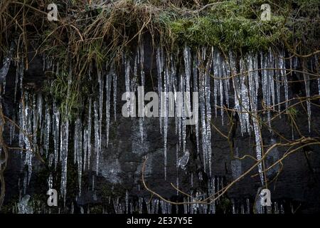 Middleton à Teesdale, comté de Durham, Royaume-Uni. Jeudi 7 janvier 2021: Le Royaume-Uni a vu les températures chuter à environ -10 la nuit dernière, ce qui en fait le plus froid Banque D'Images