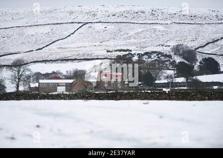 Chop Gate, North Yorkshire Moors , Royaume-Uni. Lundi 4 janvier 2021 : vues panoramiques sur les landes du Yorkshire du Nord ce matin, avec encore plus de neige tombée dans le Banque D'Images