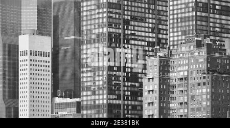 Photo noir et blanc de la ville de New York l'architecture moderne, USA. Banque D'Images