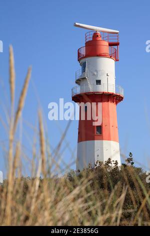 Phare électrique à South Beach, Borkum, île de Frise orientale, Frise orientale, Basse-Saxe, Allemagne, Europe Banque D'Images