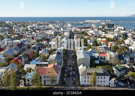 Panorama sur le toit de Reykjavik en Islande Banque D'Images