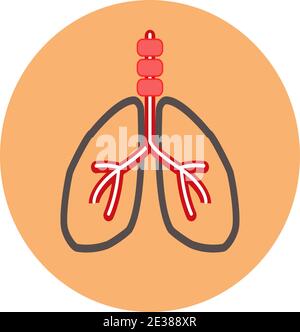 Icône poumons dans un style plat tendance isolé sur un fond pêche. Symbole de page d'icône de poumons pour votre site web design icône de poumons logo, app, UI. Vecteur illus Illustration de Vecteur
