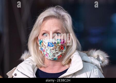 NEW YORK, NY - JANVIER 17: Le sénateur américain Kirsten Gillicand (D-NY) parle lors d'un exposé des médias sur le plan de sauvetage de Biden le 17 janvier 2021 à New York. Le sénateur Schumer deviendra le leader de la majorité au Sénat des États-Unis cette semaine et poussera le plan de 1.9 billions de dollars du président élu Joe Biden pour lutter contre le virus et stabiliser l'économie. Crédit : Ron Adar/Alay Live News Banque D'Images