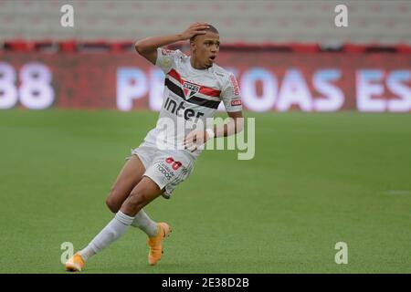 Curitiba, Brésil. 17 janvier 2021. Brenner pendant Athletico et São Paulo. Match valable pour le 30e tour du championnat brésilien 2020. Estádio Joaquim Américo Guimarães. Curitiba, RP. Credit: Reinaldo Reginato/FotoArena/Alay Live News Banque D'Images