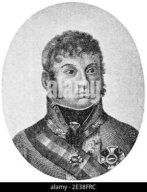 Portrait de Charles Philip, prince de Schwarzenberg - un maréchal autrichien. Illustration du 19e siècle. Allemagne. Arrière-plan blanc. Banque D'Images