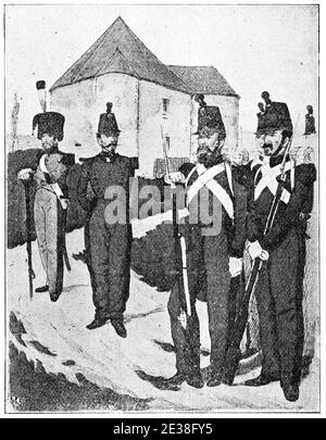 Citoyens gunners de Lille (1860). Illustration du 19e siècle. Allemagne. Arrière-plan blanc. Banque D'Images