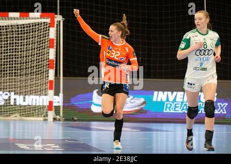 Odense, Danemark. 17 janvier 2021. Mie Hojlund (32) de Odense Handball vu dans le match de la Ligue des champions DELO EHF entre Odense Handball et Gyori Audi ETO KC à Sydbank Arena à Odense. (Crédit photo : Gonzales photo/Alamy Live News Banque D'Images