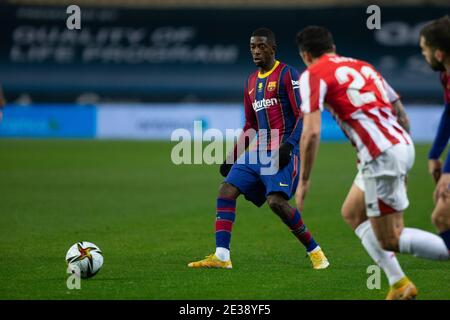 Séville, Espagne. 17 janvier 2021. Lors de la finale espagnole Supercup entre le Club Futbol de Barcelone et le Club Athletic de Bilbao au stade la Cartuja le 17 janvier 2021 à Séville, Espagne. Credit: CORMON PRESSE/Alamy Live News Banque D'Images