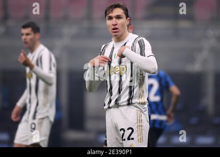 Milan, Italie. 17 janvier 2021. Federico Chiesa de Juventus FC réagit lors de la série UN match de football entre le FC Internazionale et le stade Juventus FC San Siro à Milan (Italie), le 17 janvier 2021. Photo Federico Tardito/Insidefoto Credit: Insidefoto srl/Alay Live News Banque D'Images