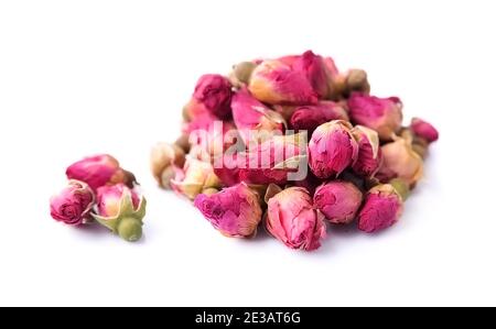 Rose séchée isolée sur fond blanc. Banque D'Images