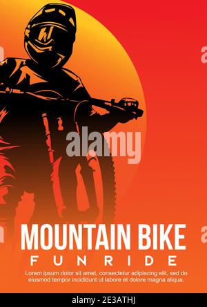 illustration vectorielle de modèle d'affiche de vélo de montagne amusant Illustration de Vecteur