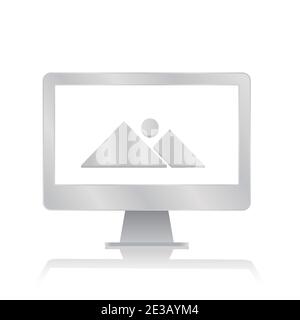 icône d'image paysage à l'intérieur d'un écran vierge moniteur d'ordinateur avec réflexion illustration moderne minimaliste de vecteur d'icône Illustration de Vecteur