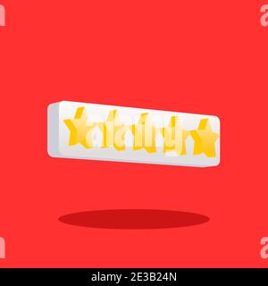 isolé, classé cinq étoiles jaune, sur fond rouge bar illustration vectorielle Illustration de Vecteur