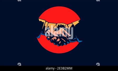 gentleman handshake business deal concept sombre double lumière fond vecteur illustration Illustration de Vecteur