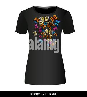 Imprimé papillons sur le tee-shirt. Illustration vectorielle Illustration de Vecteur
