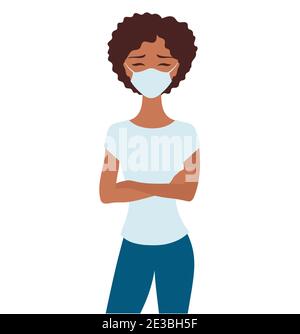 Portrait d'un afro-américain avec un masque. Illustration de Vecteur