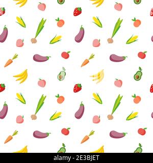 Motif sans couture avec légumes et fruits. Arrière-plan minimaliste. Illustration vectorielle. Illustration de Vecteur