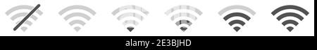 Icônes Wi-fi définies. Différents niveaux de signal Wi-Fi. Illustration vectorielle. Icône isolée noire. Ensemble de différentes icônes Wi-Fi sans fil Illustration de Vecteur