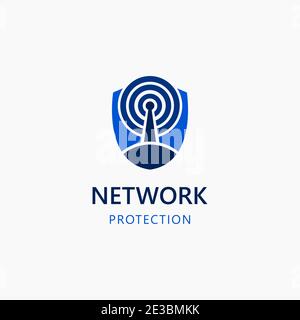 Modèle vectoriel de logo Network Internet Shield protection adapté au réseau Réparation par le fournisseur d'accès Internet Illustration de Vecteur