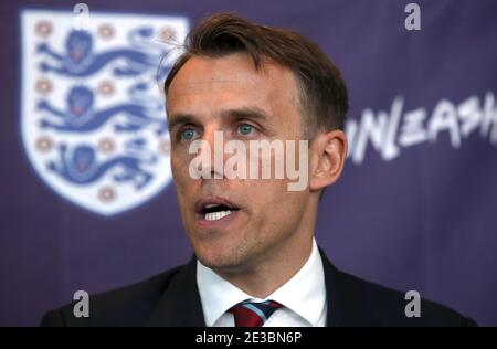 Photo du dossier datée du 29-01-2018 de Phil Neville. Date de publication : lundi 18 2021 janvier. Banque D'Images