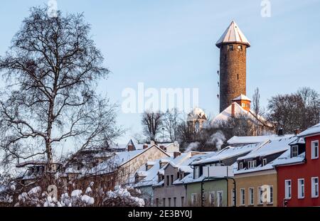 Vue sur le château dans le domaine viticole Auerbach Vogtland Banque D'Images