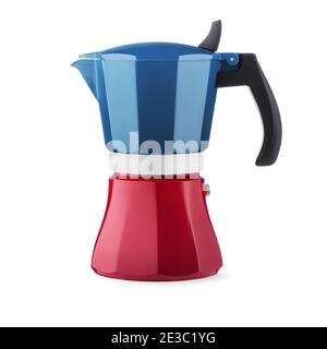 Canne à café, motif drapeau français, isolé sur blanc avec passe-cheveux Banque D'Images