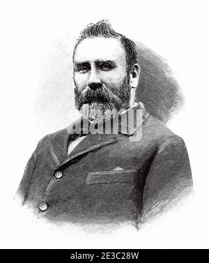 Portrait de Monsieur J. P. Wilson directeur des chantiers navals Nervion, Bilbao. Vizcaya, pays basque. Espagne. Illustration gravée de la Ilustracion Española y Americana datant du XIXe siècle 1890 Banque D'Images