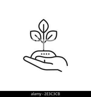 Icône de ligne de couleur Plant in Hand. Pictogramme pour page Web, application mobile, Promo. Illustration de Vecteur