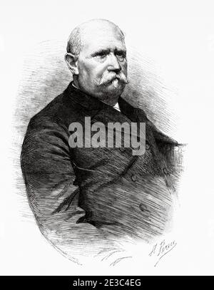 Portrait de Manuel del Palacio y Simó (Lleida 1831 - Madrid 1906) journaliste et poète satirique espagnol, Espagne. Illustration gravée de la Ilustracion Española y Americana datant du XIXe siècle 1894 Banque D'Images