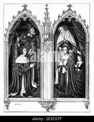 Pierre II de Bourbon (1438-1503) Duc de Bourbon et d'Auvergne et sa femme Anne de France ou Anne de Beaujeu (1461-1522) France. Illustration de la gravure du XIXe siècle. Les Français Illutres par Gustave Demoulin 1897 Banque D'Images