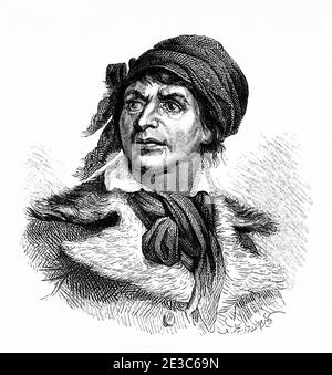 Portrait de Jean-Paul Marat (1743-1793) politicien, médecin et journaliste français. France. Illustration de la gravure du XIXe siècle. Les Français Illutres par Gustave Demoulin 1897 Banque D'Images