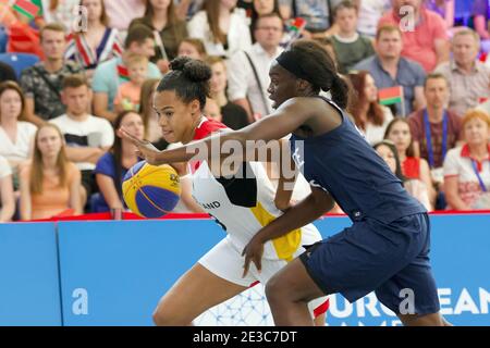 Joueur de basket-ball Satou Sabally (Allemagne) aux Jeux européens de 2019 à Minsk (Bélarus). Banque D'Images