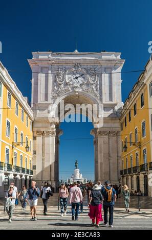 Arco da Rua Augusta, arche triomphale, à Lisbonne, Portugal Banque D'Images