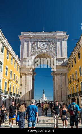 Arco da Rua Augusta, arche triomphale, à Lisbonne, Portugal Banque D'Images