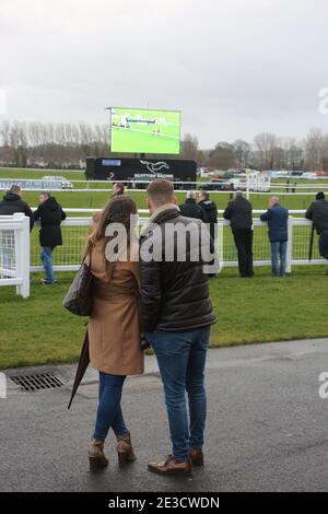 Nouvelle année de course à Ayr racecourse, Ayr, Ayrshire, Écosse, Royaume-Uni 2 janvier 2018 Banque D'Images