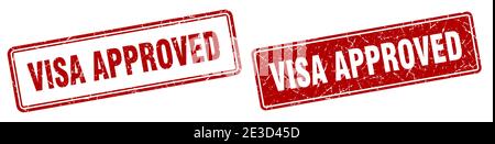 timbre carré approuvé par visa. ensemble d'affiches de grunge approuvé par visa Illustration de Vecteur